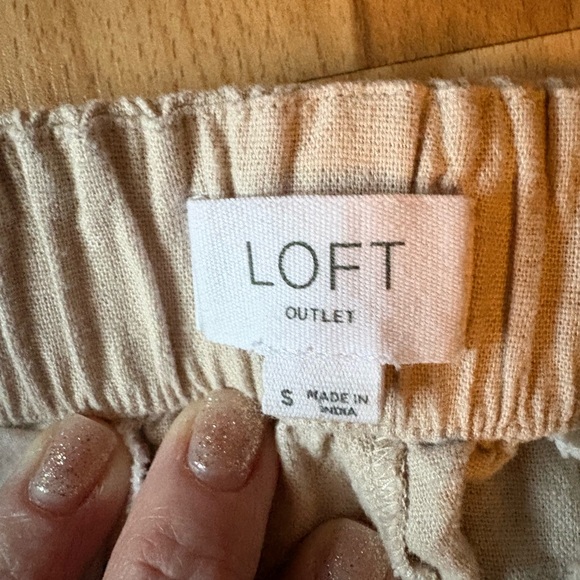 LOFT Cream Button-Front Pants - Picture 3 of 3